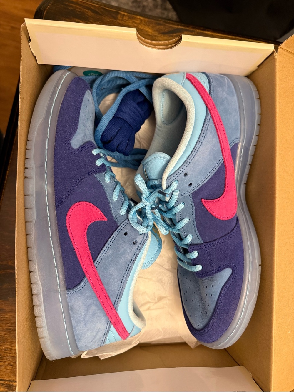 Nike Dunk Low SB— Blue, Purple & Pink Sneakers. “Run the jewels”